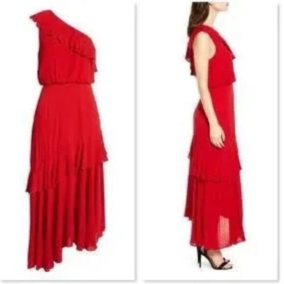 WAYF Red Ruffle Dress - Picture 3 of 14